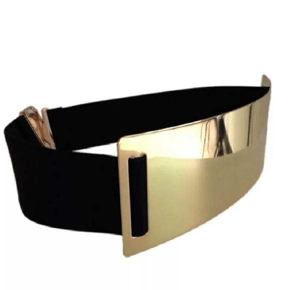 Wide Gold Metal Belt Cummerbund Belt - Picture 2 of 11